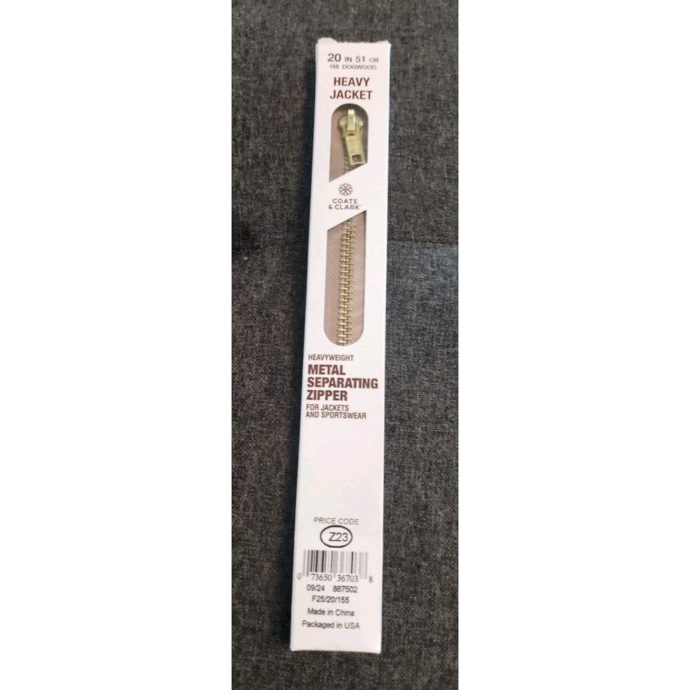 NEW COATS & CLARK Heavy Jacket 20" Metal Separating Zipper Dogwood F25/20/155